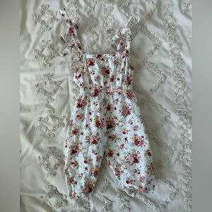White Floral Print Jumpsuit